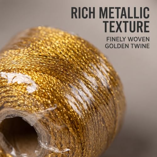 100M/328 Feet Gold String Twine for Crafts Decorative Metallic Bakers String Bakers Twine Glitter Gold Cord for Crafting Decorative Wrapping String for DIY Crafts Presents Gift Wrapping