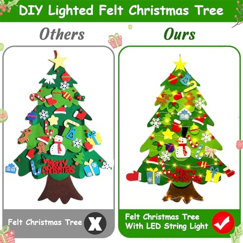 Felt Christmas Tree for Toddlers, DIY Felt Christmas Tree with Lights