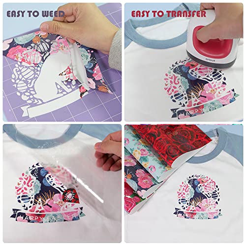 Tintnut Pink Red Rose Heat Transfer Vinyl,10 Sheets 12"x10" Iron on Vinyl - color: Flower