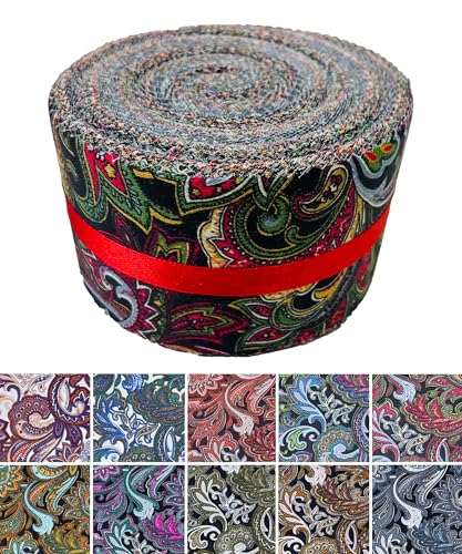 100% Cotton Quilting Fabric Jelly Roll Fabric-Dark Paisley - color: Dark Paisley