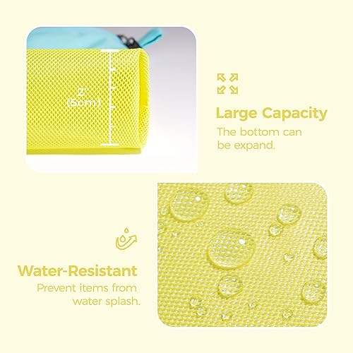 pack all Water-Resistant Zipper Pouch, Mesh Zipper Bag, 10.23"x7.48" - color: Yellow, size: Medium