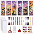 ORIGACH 6 Set Sunset Mountain Silhouette Cross Stitch Bookmark Kit - style: Sunset Landscape