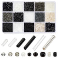 PH PandaHall 5000pcs+ Glass Seed Beads 15 Styles Bugle Beads Tube Bead Black White Silver Small Waist Bead for Punk Style Jewelry Making Bracelet Beading Weaving Embroidery DIY Craft Summer - color: Black White