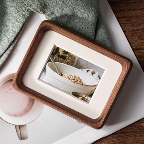 3.5x5 Picture Frame with 2.5x3.5 Mat - Rustic Farmhouse Walnut Wood Frame, Wall & Tabletop Display for Mini Photos & Baby Gifts (3.5x5,Walnut) - color: Walnut, size: 3.5X5