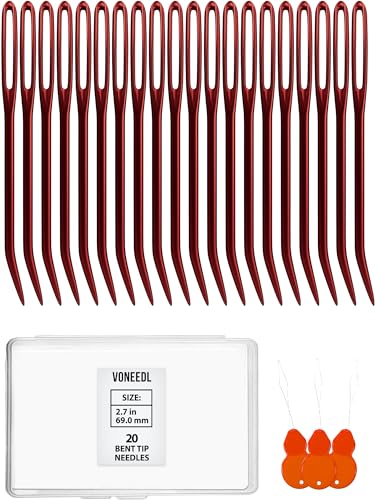 VONEEDL 20 PCS Bent Tip Tapestry Needles with Large Eye - Yarn Blunt Steel Knitting Needles in Storage Box - Perfect for Crochet, Weaving, Darning, DIY, and Crafting - size: 20 pcs