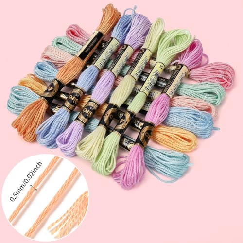 12 Skeins 105 Yards Macaroon Embroidery Floss String for Jewelry - color: Pastel Color