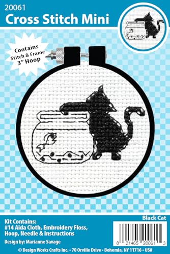 Design Works Crafts Black Cat Counted Cross Stitch Kit with Hoop