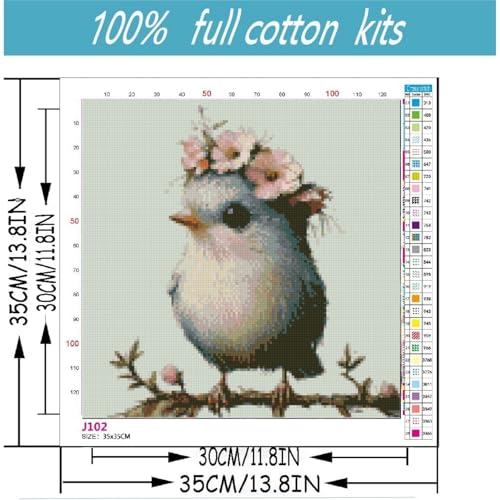 niurenmaoyi Stamped Cross Stitch Kits for Beginners,Counted Embroidery Craft Kits for Adults,Needlepoint Kits for Adults,Cute Bird Wall Art 13.8X13.8In - color: Cross Stitch Kits0227-05