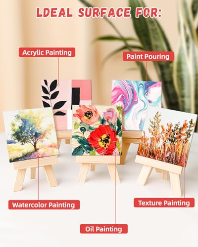 Simetufy 12 Pack 8x8 Inch Painting Canvas Panels Square Boards for Painting - size: 8"x8"