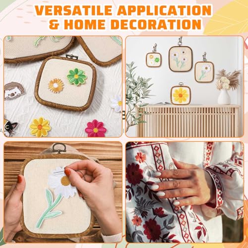 Qunclay 6 Pcs Square Embroidery Hoop Frame 3 Sizes Cross Stitch Display Hoops Ring for Art Craft DIY Sewing and Hanging Ornaments Decor