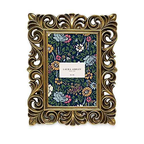 Laura Ashley 4x6 Gold Vintage Inspired Resin Scroll Design Picture Frame - color: Gold, size: 4x6