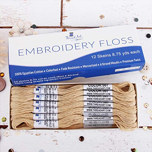 12 Skeins ThreadArt Cotton Embroidery Floss, Cream - color: Cream
