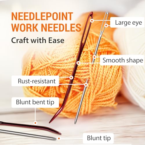 VONEEDL 30 PCS Yarn Big Eye Needles Set - Bent and Straight Blunt Tip Needles for Tapestry, Darning, Sewing Wool, Weaving, Crochet - size: 30 pcs - 5 sizes
