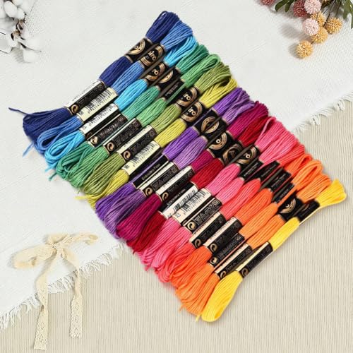 18 Skeins 157.5 Yards Colorful Cross Stitch Floss for Sewing DIY - color: Vibrant Colors
