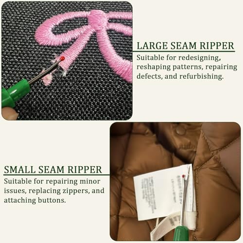GDMINLO Seam Rippers for Sewing, 2 Big and 2 Small Stitch Remover Tools, Black and Green