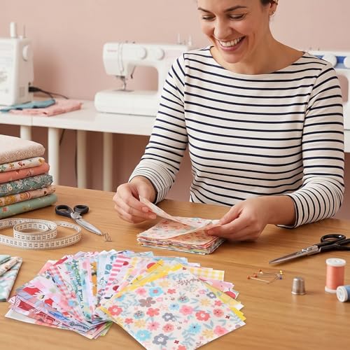 Cotton Squares Fabric Scraps for Sewing 50Pcs 4X4 Fabrics Bundle