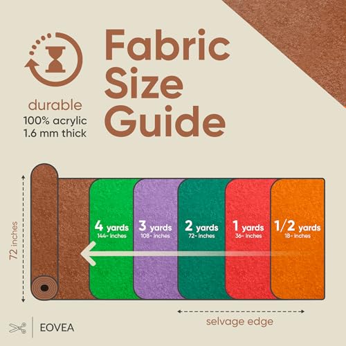 EOVEA - Acrylic Felt Fabric by The Yard - Soft and Durable 72" Wide & 1.6mm Thick Felt Sheets for DIY Crafts, Sewing, Upholstery, Cushion, Padding, Costumes(Camel, One Yard) - color: Camel, size: 1 Yard