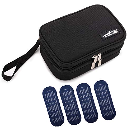 apollo walker Insulin Cooler Travel Case with Ice Packs and Insulation - color: Black, size: Medium
