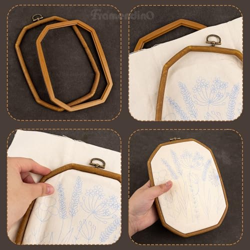 Framendino, 3 Pack Imitation Wood Embroidery Hoops Cross Stitch Craft Hoop Frame for Home Decoration 3 Sizes - size: 3 Sizes