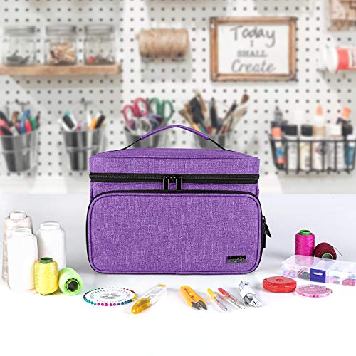 Luxja Sewing Storage Organizer with 2 Detachable Clear Pockets, Purple - color: Purple