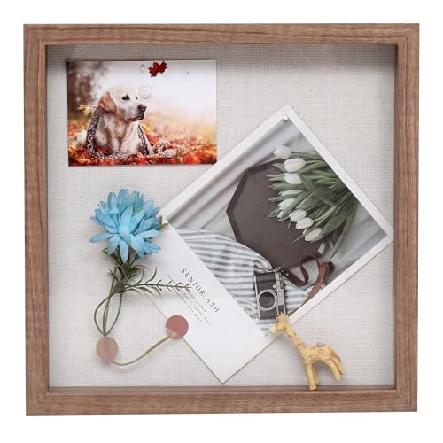 Muzilife 10x10 Shadow Box Wood Picture Frame, Tempered Glass, Brown - color: Brown, size: 10x10