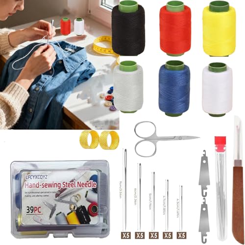 39Pcs Sewing kit for Adults：Stainless Steel Big Eye Needles