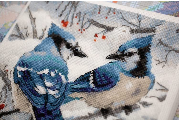 RIOLIS 1925 Blue Jays Counted Cross Stitch Kit 7.75 x 7.75 in - style: Blue Jays 1925