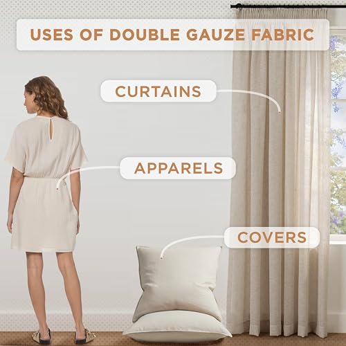 THE ART BOX 100% Cotton Muslin Fabric by The Yard – Natural Unbleached, Medium Weight Sewing Fabric, 63 Inches Wide – Pre-Cut Fabric for Crafts, Quilting & Dressmaking - size: 2 yard pre cut
