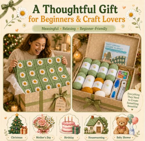 Coopay Crochet Kit for Beginners Adults, Large Granny Square Blanket Kit - color: Upgrade-Large-green