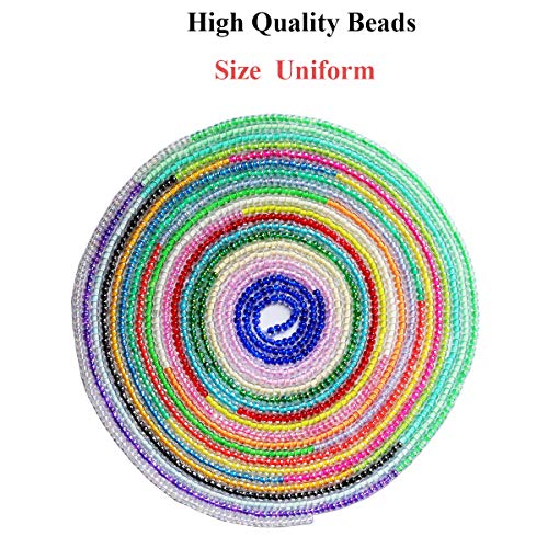 Bala&Fillic 2mm Size Almost Uniform Colors Lined Glass Seed Beads About 20000pcs 12/0 Crystal Seed Beads for Jewelry Making (About 850pcs/Color, 24 Colors) - color: 24 Colors Lined -Size 2mm