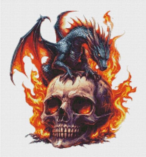 Moohue Stamped Cross Stitch Kits for Adults Animal Dragon and Skull 14CT Pre Printed Cross Stitch Kits for Beginners (Animal Dragon and Skull) - color: Animal Dragon and Skull