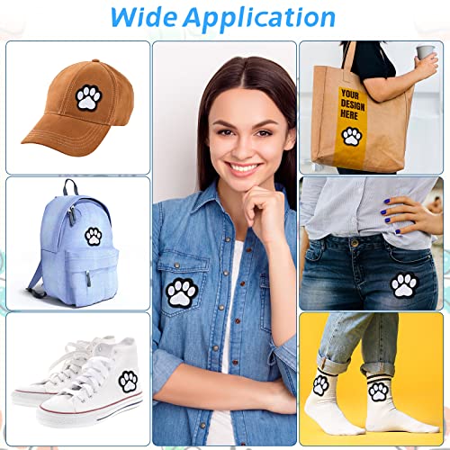 Waydress 24 Pcs Iron on Patches Paw Print Decoration for Clothing, White - color: White