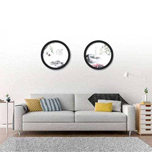 Levoberg Round Photo Frame Wooden Wall Mounted Stylish Picture Frame Home Decor Black 10 inch - color: Black, size: 10 inch