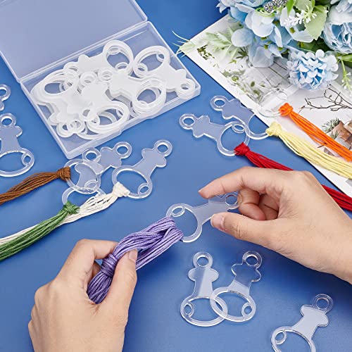 PH PandaHall 30pcs Clear Acrylic Floss Bobbins, Embroidery Floss Thread Drops Key Shape Cross Stitch Tread Bobbins Sewing Thread Winding for Craft DIY Sewing Storage