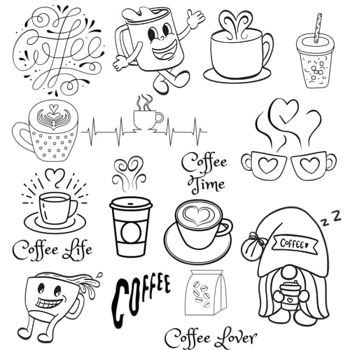 Coffee Lovers Water Soluble Embroidery Patterns on Sulky Water Soluble Stabilizer for Hand Embroidery - color: Coffee