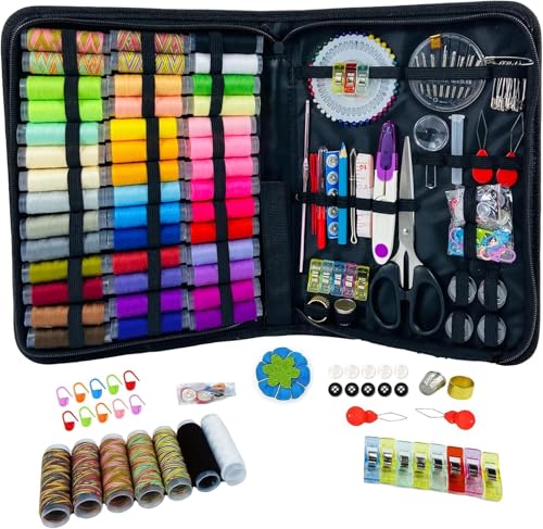 HYHJMISTY Sewing kit, Needle and Thread Kit for Sewing, 186 Pcs Sewing Accessories for Travel, Home, School and DIY Gift, Needles, Scissors, 43XL Thread Spools - color: 43 Color