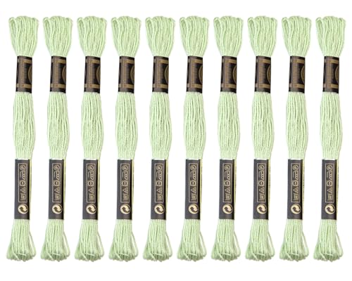 12 Skeins Embroidery Cotton Floss of 8.75yds for Hand DIY, Light Green - color: Light Green