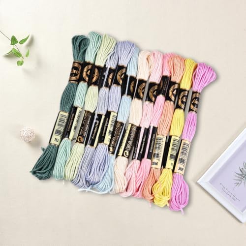 12 Skeins 6 Ply Candy Color Embroidery Floss for Hand Sewing - color: Light Color
