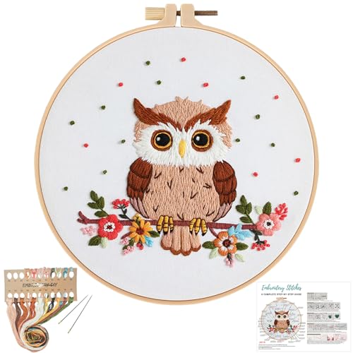 Louise Maelys Cute Owl Embroidery Kit for Beginners Animal DIY - color: Color 24