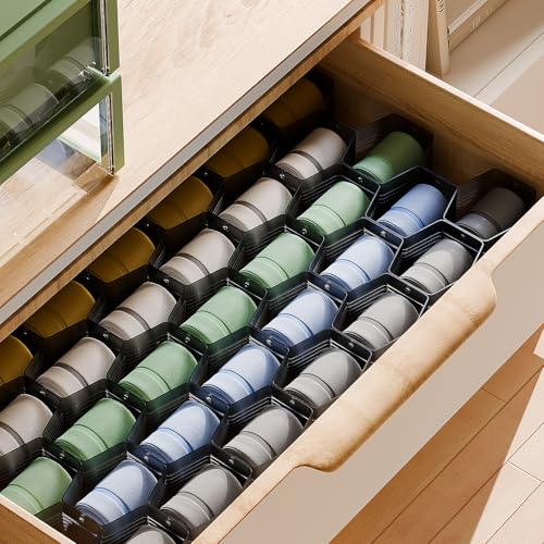 Honeycomb Separator Adjustable Drawer Organizer Divider for Underwear Belt-Scarf Socks Organizer (Black(1pc)) - color: Black(1pc)