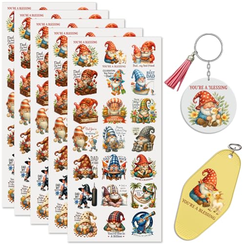 UV DTF Stickers 105 Pcs Watercolor Gnomes UV DTF Cup Wrap - style: Watercolor Fathers Day Gnomes