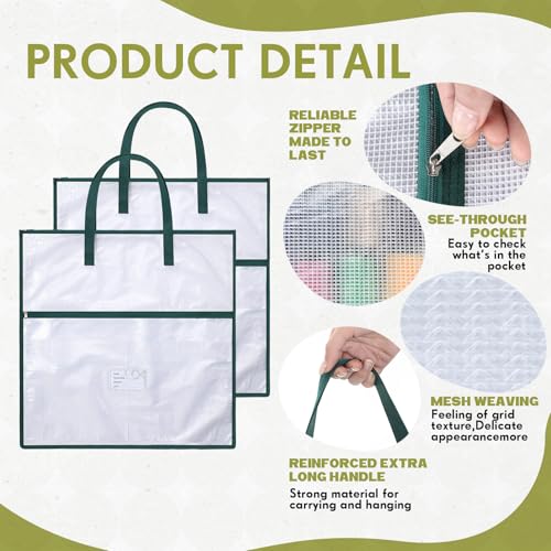 Feifeiya 2 Pack 13.8 Inch Sew Project Bag Needlepoint Project Bag Quilting Embroidery Craft Organizer Storage Bags with Handle and Pocket Zippered with Tools for Art Craft Knitting Quilting Stitching - size: 13.8 Inch