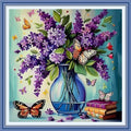 Redxing Stamped Cross Stitch Kits Full Range of Embroidery Starter Kits- Needlepoint Counted Cross Stitch Kits for Beginner Adults 11CT Printed Embroidery Kit-Flowers, vase, Butterfly 18x18 inch - color: DIYArtsKit16