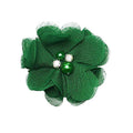 Chenkou Craft Pac.k of 12pcs Chiffon Flowers Ribbon Bows W/Beads 2-3/8" (60mm) Appliques Wedding Decor Bulk Lots (Bright Green) - color: Bright Green