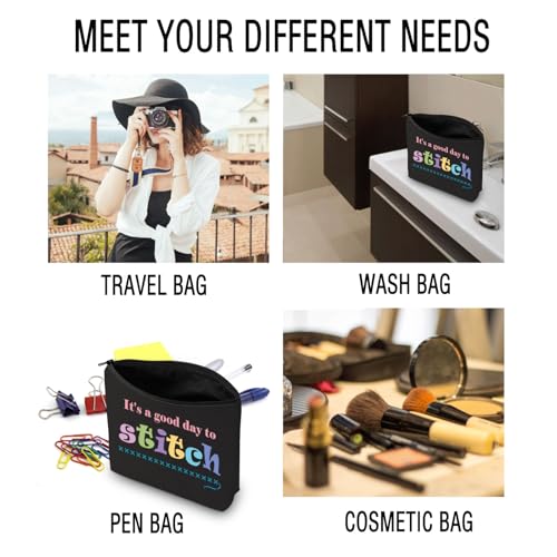 JXGZSO Cross Stitch Project Cosmetic Bag It's A Good Day To Stitch Makeup Bag Cross Stitch Lovers gift Needleworker Gift (Day To Stitch Bag)