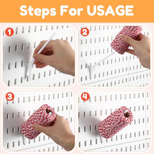 Geelin 20 Pcs White Pegboard 45° Spool Hooks Pegboard Accessories - color: White