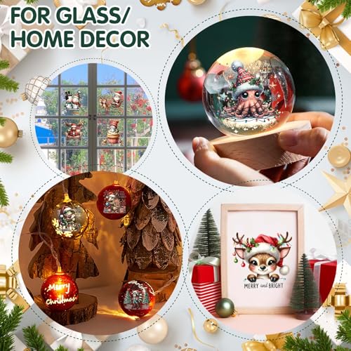 ZMRU 24 Sheets Vintage Christmas Rub On Transfers for Crafts, Rub On Transfers Christmas for Wood，Furniture Decals, Glass, Porcelain, Leather, Canvas, Fabric Projects,3 * 3inch(Animal Party) - color: Animal Party