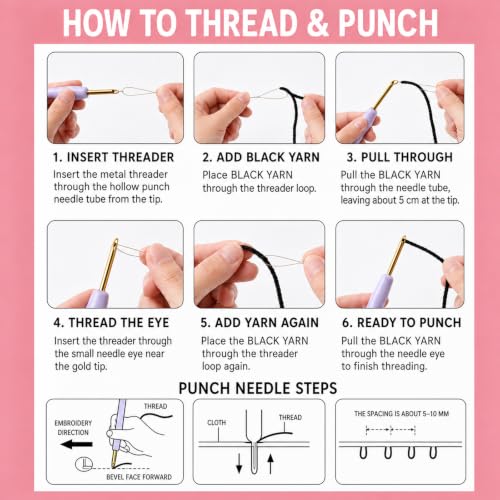 MZSMYKCH punch needle kits adults beginner - Black Cat punch needle kits Starter Set with Yarn, Needle Tool & Frame, Easy DIY Craft Decor, Relaxing Hobby Gift for Teens & Craft Lovers(Black Cat )