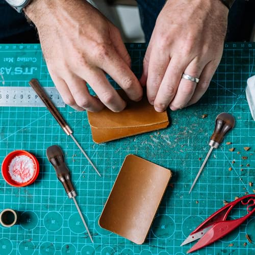6 PCS Awl Tool Set, Leather Punch Stitching Marking Awl Tool, Gourd Shape Handle Punch Tool for Leather Sewing, Marking, Crafts Wood, Shoe Repair - color: Primary color