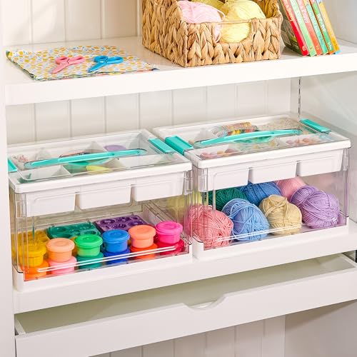 Vtopmart 24 QT Clear Craft Organizer with Removable Tray & Dividers, 1 Pack